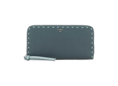 FENDI Women's Leather Large Peekaboo Wallet "Light Blue"
