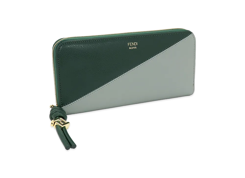 FENDI Women's FF Diamond Zip Around Wallet "Matcha Milk/Nori Green"