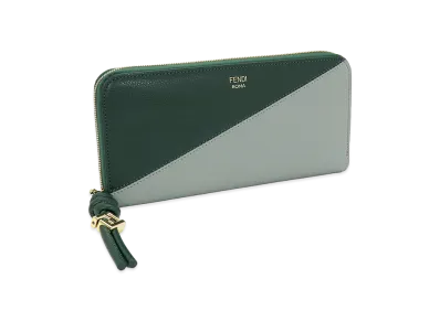 FENDI Women's FF Diamond Zip Around Wallet "Matcha Milk/Nori Green"