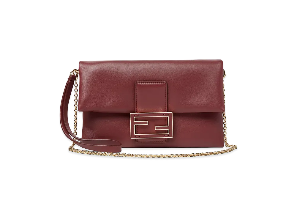 FENDI Women's Nappa Leather Baguette Mom Pouch "Red"