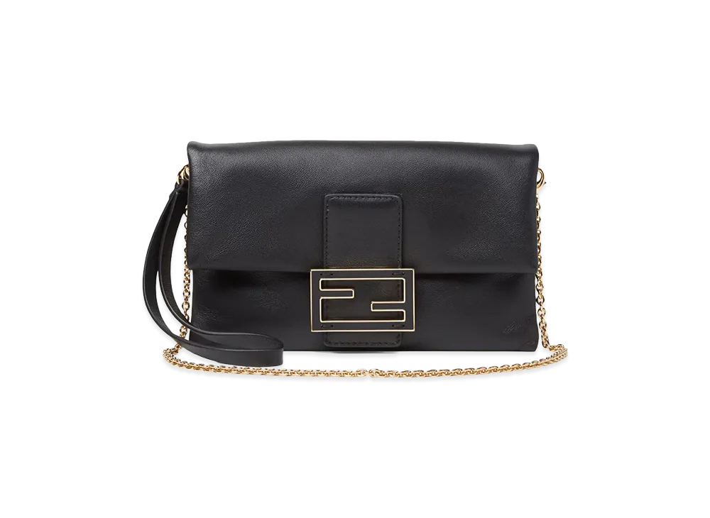 FENDI Women's Nappa Leather Baguette Mom Pouch "Black"