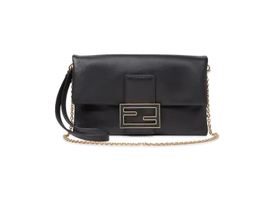 FENDI Women's Nappa Leather Baguette Mom Pouch "Black"