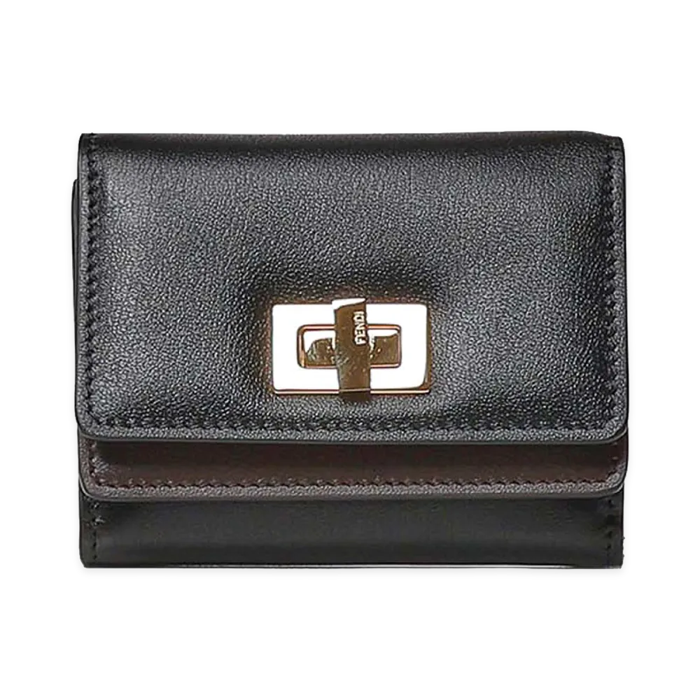 FENDI Women's Way Small Trifold Leather Wallet "Black"