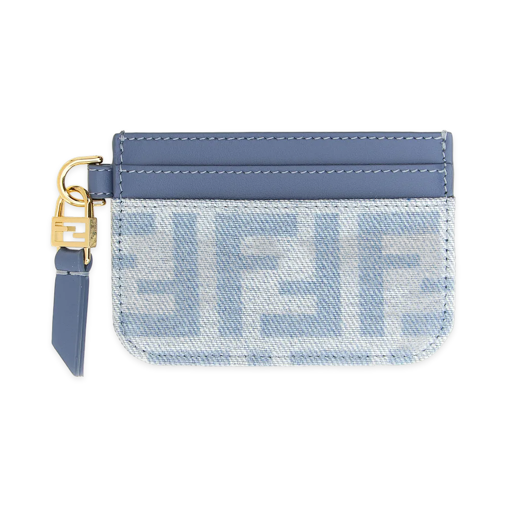 FENDI Women's Baguette Card Holder "Light Blue"