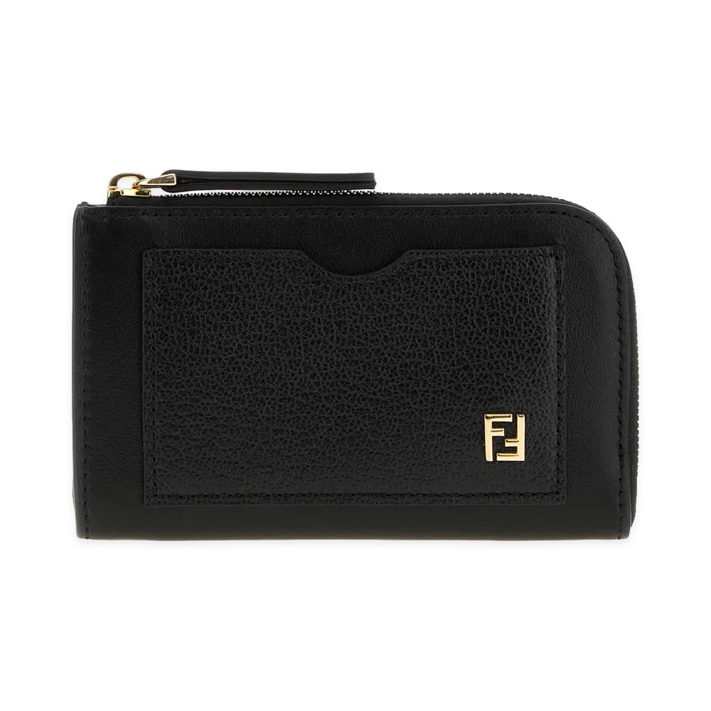 FENDI Women's Leather FF Card Holder "Black"