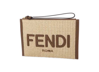 FENDI Clutch Bag/Pouch/Roma Flat Pouch "Beige"