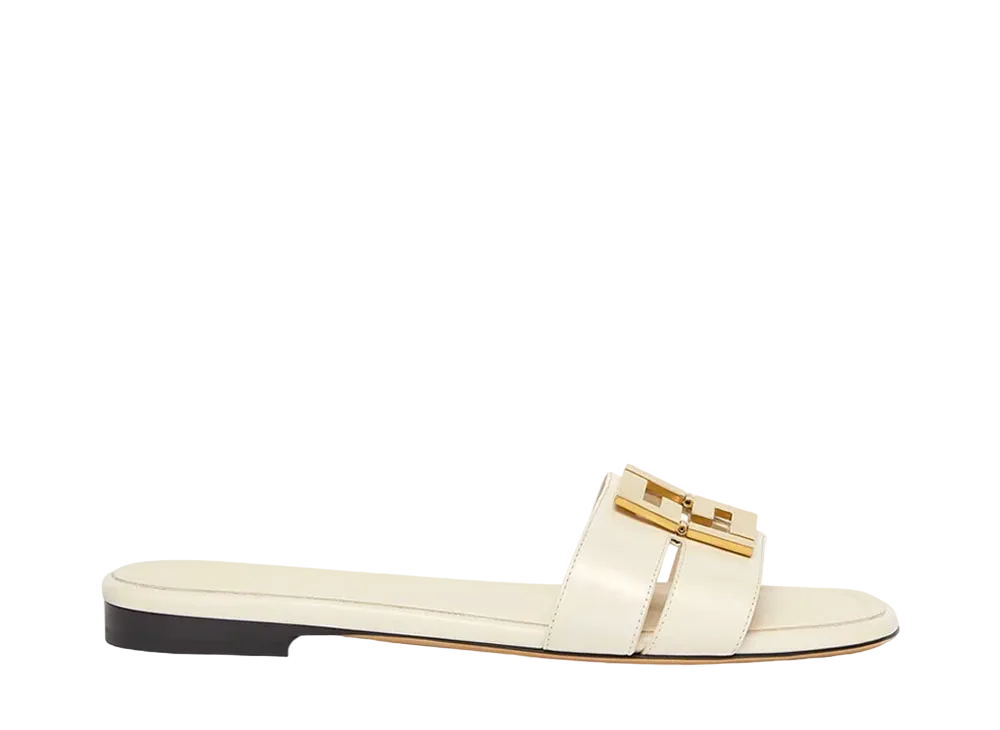 FENDI Women's FFold Leather Sandals "White"