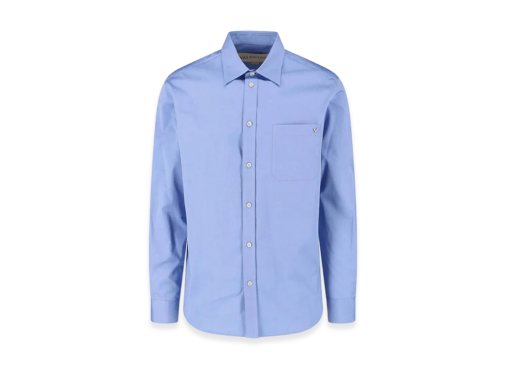 Valentino V Gold Cotton Shirt "Blue"