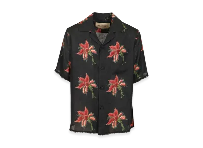 Valentino Linen Bowling Shirt "Black"