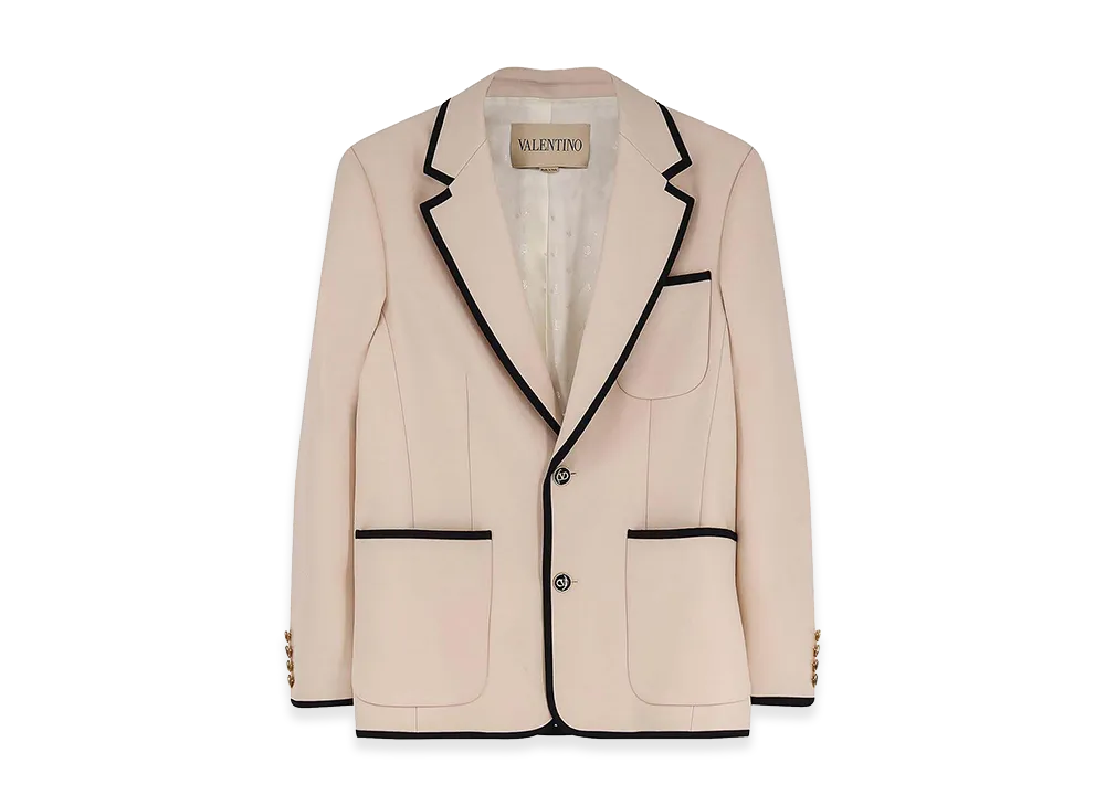 Valentino Single-Breasted Virgin Wool Blazer "Cream"
