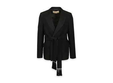 Valentino Virgin Wool Blazer With Belt "Black"