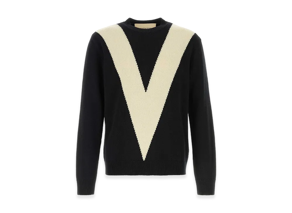 Valentino Wool Sweater With Inlaid V "Black"