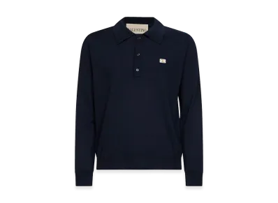 Valentino Wool Polo Shirt "Midnight Blue"