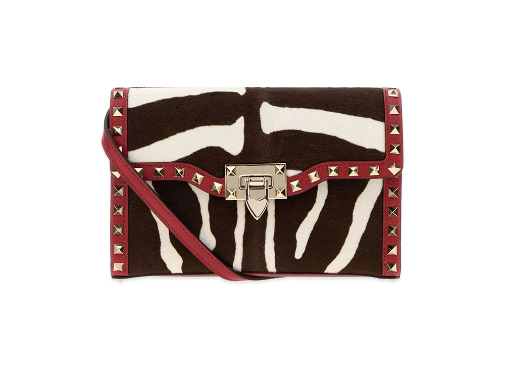 Valentino Women's Printed Calf Hair Rockstud Crossbody Bag "Animal Print"