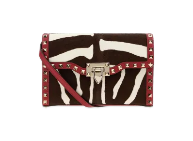 Valentino Women's Printed Calf Hair Rockstud Crossbody Bag "Animal Print"