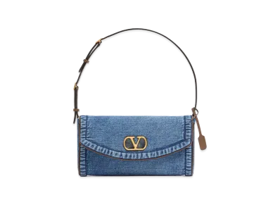 Valentino Women's Denim Devain Shoulder Bag "Blue"