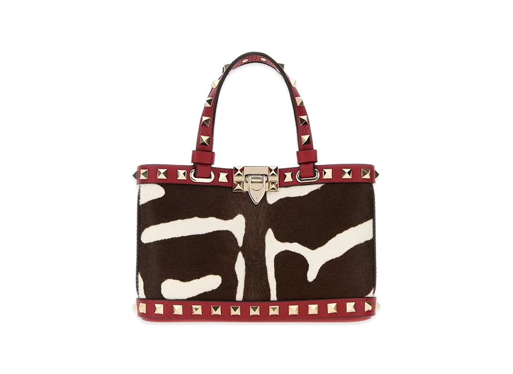 Valentino Women's Printed Calf Hair Rockstud Handbag "Animal Print"
