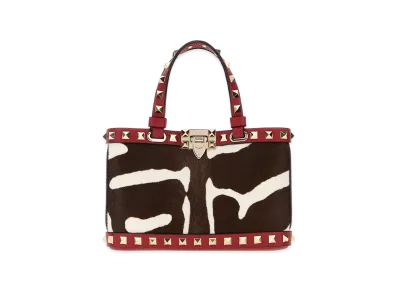 Valentino Women's Printed Calf Hair Rockstud Handbag "Animal Print"