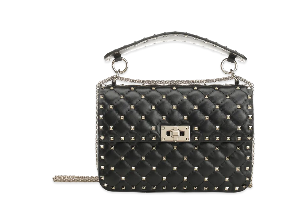 Valentino Women's "Rockstud Spike" Medium Chain Bag "Black"