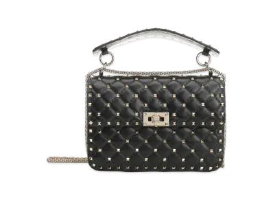 Valentino Women's "Rockstud Spike" Medium Chain Bag "Black"