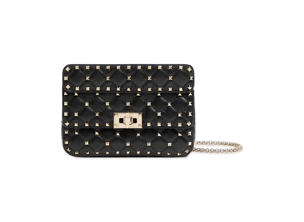 Valentino Women's Small Rockstud Spike Nappa Bag "Black"