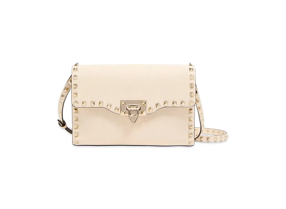 Valentino Women's Rockstud Small Calfskin Crossbody Bag "Nude/Neutrals/Garnet"