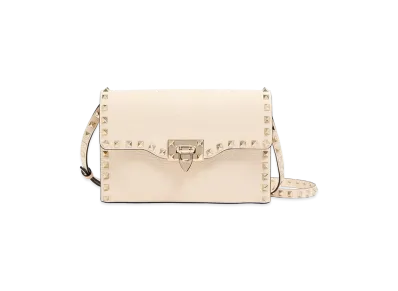 Valentino Women's Rockstud Small Calfskin Crossbody Bag "Nude/Neutrals/Garnet"