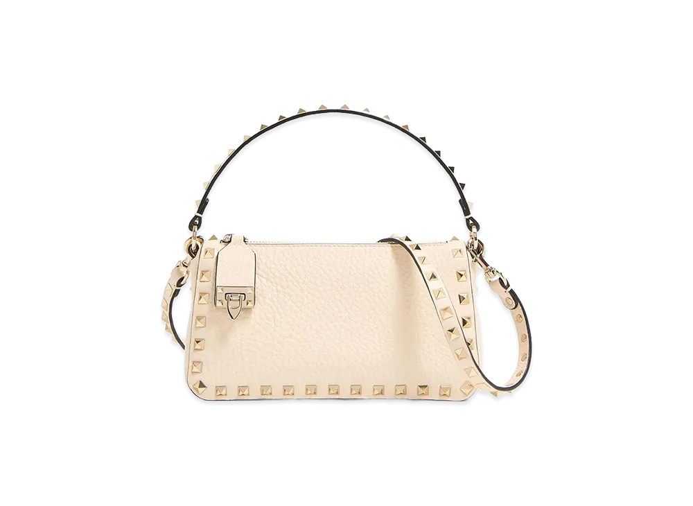 Valentino Women's Rockstud Small Garnet Calfskin Crossbody Bag "Nude/Neutrals"