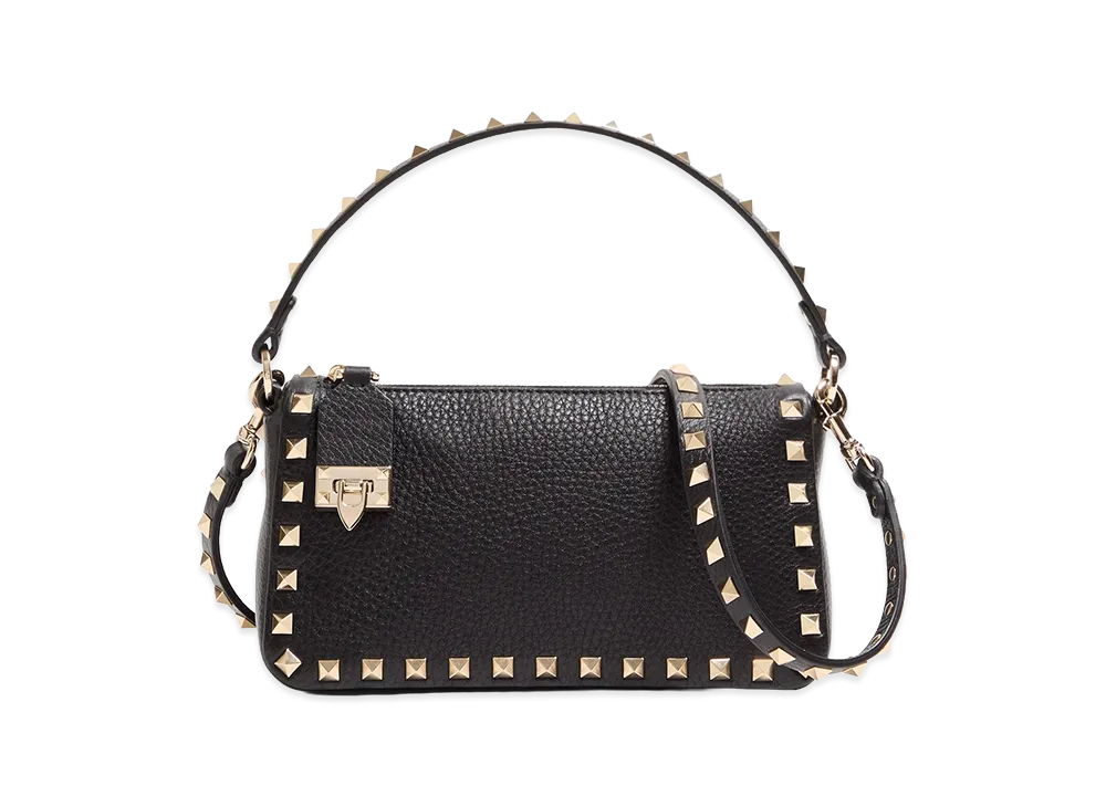 Valentino Women's Rockstud Small Calfskin Crossbody Bag "Black/Garnet"