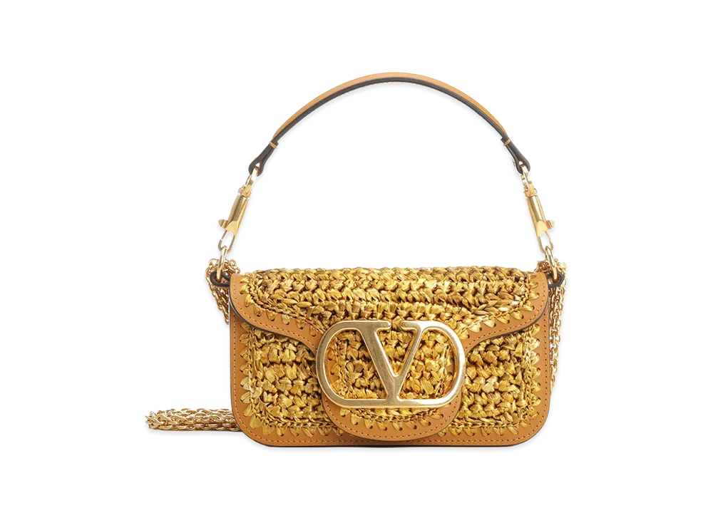 Valentino Women's Raffia Shoulder Bag "Gold"