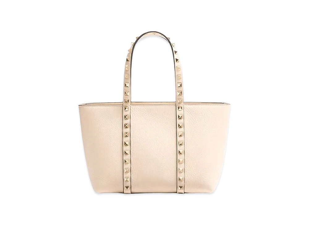 Valentino Women's Rockstud Mini Tote In Hammered Leather "Nude/Neutrals"