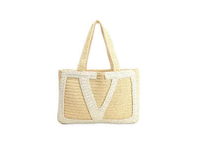 Valentino Women's Large Tote Viva Superstar Crochet Crochet Rafia "Beige"