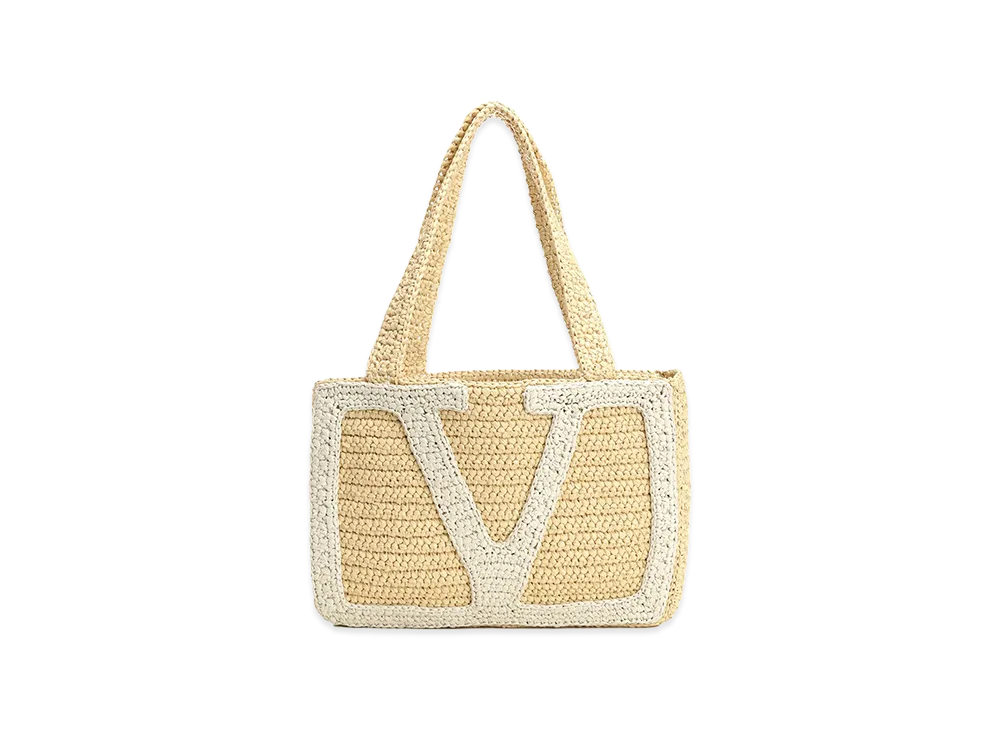 Valentino Women's Medium Tote Viva Superstar Crochet Crochet Rafia "Beige"