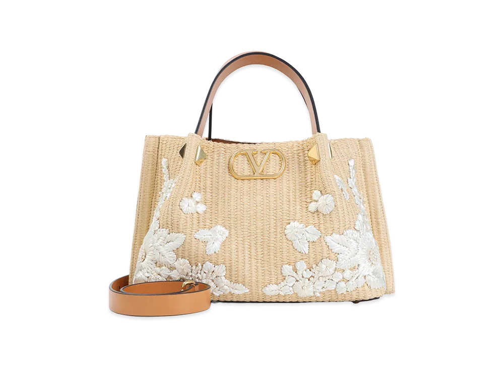 Valentino Garavani Women's Small Raffia Tote Bag "Naturale"