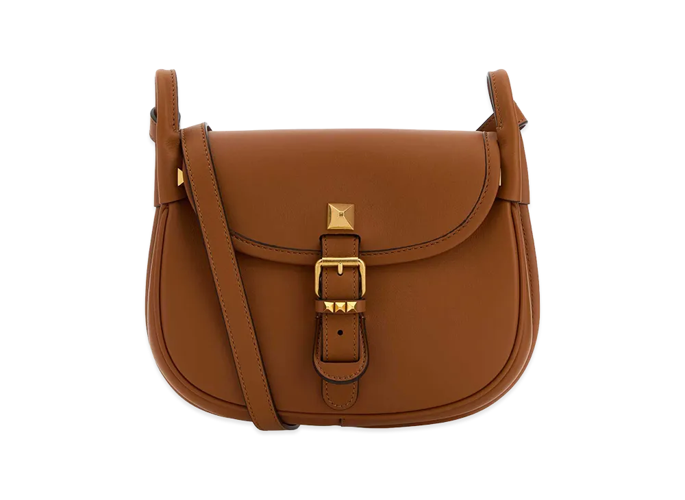 Valentino Women's Leather Flaneuse Crossbody Bag "Caramel/Camel"