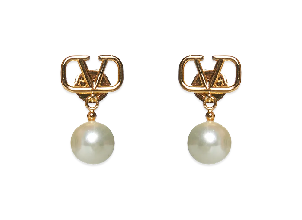 Valentino Women's Vlogo Signature Pearl Earrings "Gold"