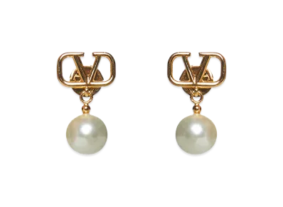 Valentino Women's Vlogo Signature Pearl Earrings "Gold"