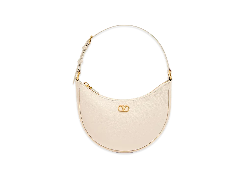 Valentino Women's Vlogo Signature Mini Hobo Bag In Calfskin "White/Nude/Neutrals/Garnet"