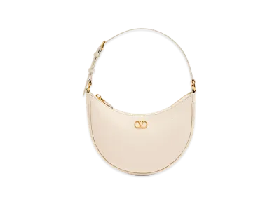 Valentino Women's Vlogo Signature Mini Hobo Bag In Calfskin "White/Nude/Neutrals/Garnet"