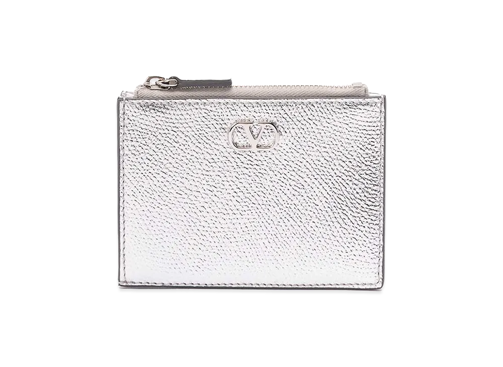 Valentino Women's V Logo Signature Coin Purse "Silver"