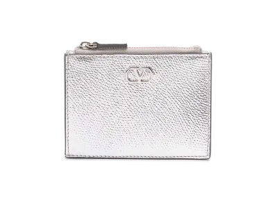 Valentino Women's V Logo Signature Coin Purse "Silver"