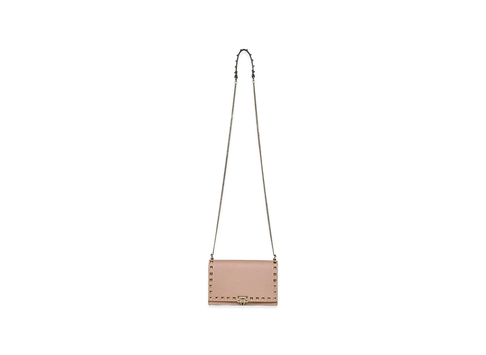 Valentino Women's Mini Rockstud Leather Bag With Chain "Nude/Neutrals"