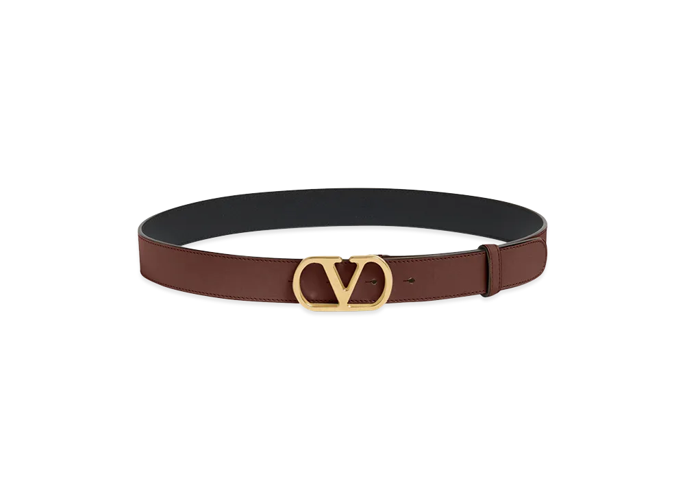 Valentino Women's Vlogo Signature Belt In Glossy Calfskin 30mm "Nude/Neutrals"