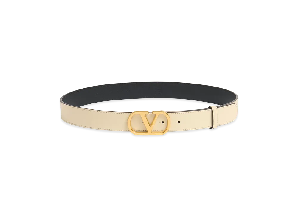 Valentino Women's Vlogo Signature Belt In Glossy Calfskin 30mm "Nude/Neutrals"