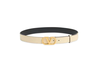 Valentino Women's Vlogo Signature Belt In Glossy Calfskin 30mm "Nude/Neutrals"