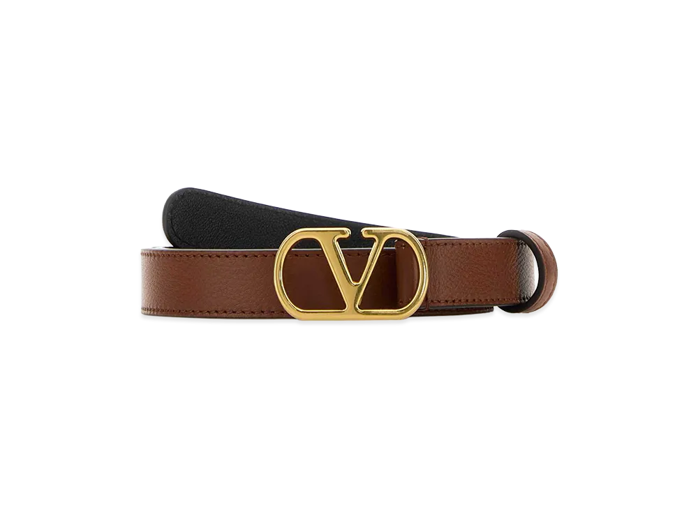Valentino Women's Leather Vlogo Belt "Caramel/Camel"
