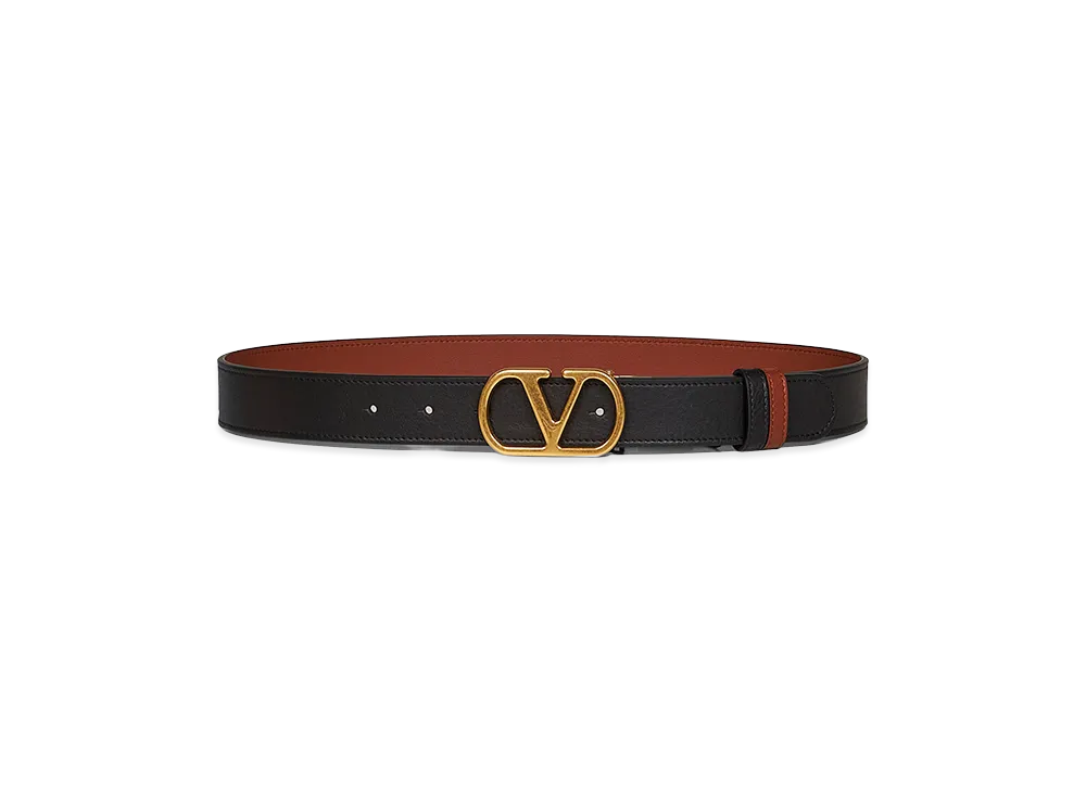 Valentino Women's Belt H 30 Reversibile V Logo Signature "Camel"