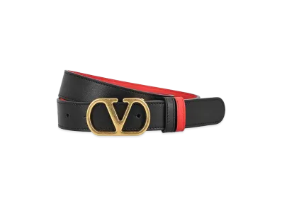 Valentino Women's Belt H 30 Reversibile V Logo Signature "Black"