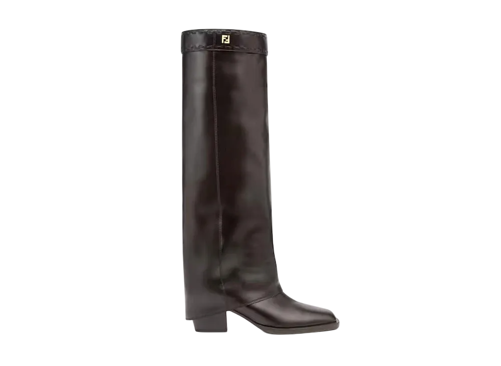 FENDI Women's Fendi Show Leather High-Heeled Boots "Burgundy"