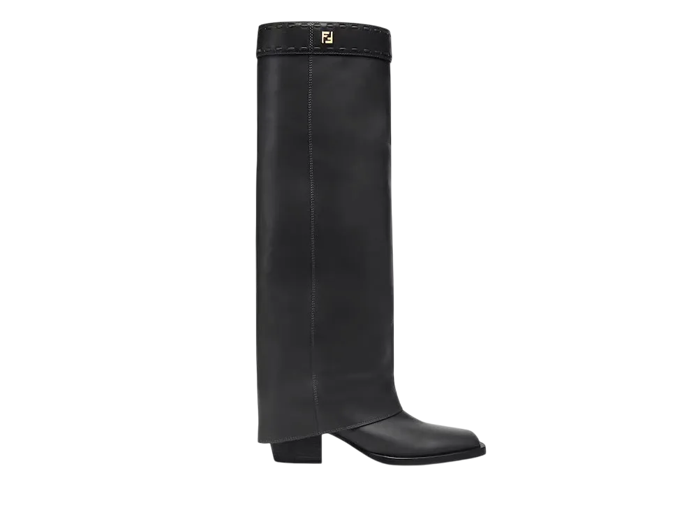 FENDI Women's Show Leather High-Heeled Boots "Black"